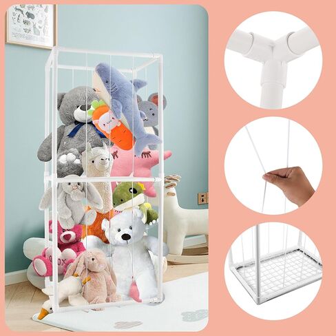 وحدة تخزين حديقة الحيوانات المحشوة من Heuyrao، منظم حيوانات محشو بسعة كبيرة مع شريط مطاطي، قفص حديقة حيوانات محشو من مادة PVC للغرفة (62 * 23 * 15 بوصة) in Kuwait