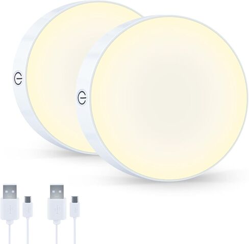 Dimmable Touch Light, 3000K Rechargeable Touch Lights Stick on, Closet Light with 1000mAh Large Battery, Tap Lights for Closet, Cabinet, Counter, Kitchen, Bedroom and Wall(2 Pack) in Saudi Arabia