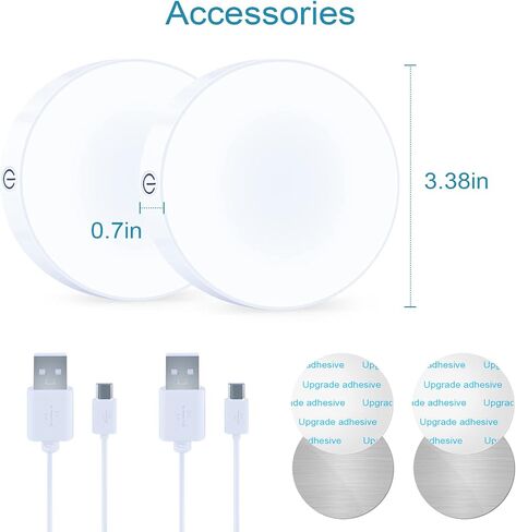 Dimmable Touch Light, 3000K Rechargeable Touch Lights Stick on, Closet Light with 1000mAh Large Battery, Tap Lights for Closet, Cabinet, Counter, Kitchen, Bedroom and Wall(2 Pack) in Saudi Arabia