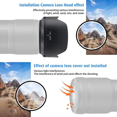 46mm camera lens Hood,HB-N40 lens Hood Compatible for NIKKOR Z DX 16-50mm f/3.5-6.3 VR Lens,or Z50 Zfc Camera+1pcs Lens cleaning cloth in Kuwait