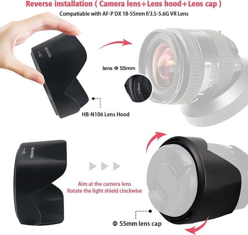 46mm camera lens Hood,HB-N40 lens Hood Compatible for NIKKOR Z DX 16-50mm f/3.5-6.3 VR Lens,or Z50 Zfc Camera+1pcs Lens cleaning cloth in Kuwait
