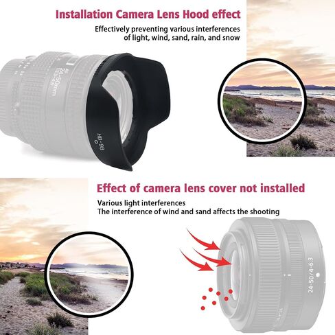 46mm camera lens Hood,HB-N40 lens Hood Compatible for NIKKOR Z DX 16-50mm f/3.5-6.3 VR Lens,or Z50 Zfc Camera+1pcs Lens cleaning cloth in Kuwait