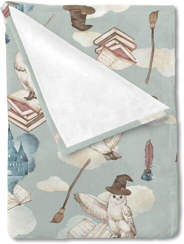 Watercolor Owl Baby Blanket for Boy Girl Owl Bird Castle Book Clouds Flannel Swaddle Blanket Fantasy Animal Receiving Blanket Soft Newborn Toddler Nursery Bedding Crib Throw Blankets 30x40 in Saudi Arabia