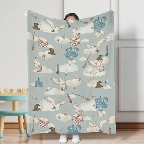 Watercolor Owl Baby Blanket for Boy Girl Owl Bird Castle Book Clouds Flannel Swaddle Blanket Fantasy Animal Receiving Blanket Soft Newborn Toddler Nursery Bedding Crib Throw Blankets 30x40 in Saudi Arabia