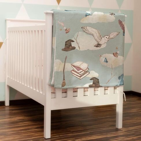 Watercolor Owl Baby Blanket for Boy Girl Owl Bird Castle Book Clouds Flannel Swaddle Blanket Fantasy Animal Receiving Blanket Soft Newborn Toddler Nursery Bedding Crib Throw Blankets 30x40 in Saudi Arabia