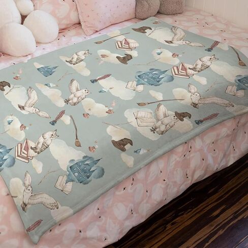 Watercolor Owl Baby Blanket for Boy Girl Owl Bird Castle Book Clouds Flannel Swaddle Blanket Fantasy Animal Receiving Blanket Soft Newborn Toddler Nursery Bedding Crib Throw Blankets 30x40 in Saudi Arabia
