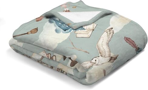 Watercolor Owl Baby Blanket for Boy Girl Owl Bird Castle Book Clouds Flannel Swaddle Blanket Fantasy Animal Receiving Blanket Soft Newborn Toddler Nursery Bedding Crib Throw Blankets 30x40 in Saudi Arabia