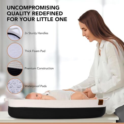 Extra Large Baby Changing Basket Set with Waterproof Changing pad, Diaper Caddy Organizer, Blanket, Bag - Unisex Moses Basket for Newborn - Baby Moses Basket - Bassinet Basket in Saudi Arabia