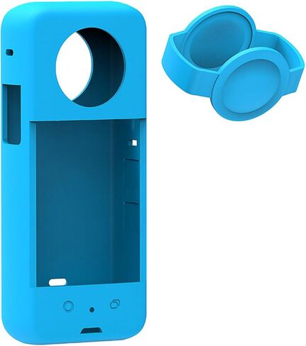 Camera Protective Case Cover Compatible for Insta360 X4, Durable Silicone Lens Cap Fit for Insta360 X4 Panoramic Sports Camera (Blue) in Saudi Arabia