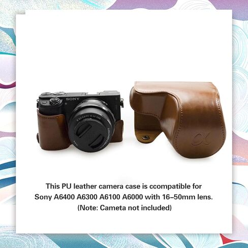 حافظة Kinokoo Sony A6400 من جلد البولي يوريثان حافظة واقية متوافقة مع سوني A6400 A6100 A6000 A6300 مع كاميرا عدسة 16-50 ملم بني in Saudi Arabia