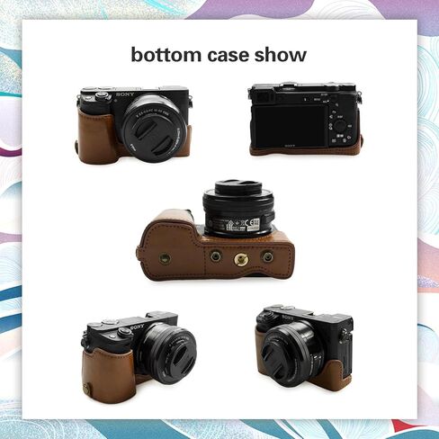 حافظة Kinokoo Sony A6400 من جلد البولي يوريثان حافظة واقية متوافقة مع سوني A6400 A6100 A6000 A6300 مع كاميرا عدسة 16-50 ملم بني in Saudi Arabia