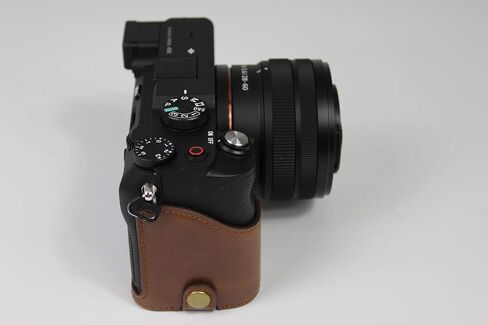 A7C Case, BolinUS Handmade PU Leather Half Camera Case Bag Cover Bottom Opening Version for Sony Alpha A7C with Hand Strap (Brown) in Saudi Arabia
