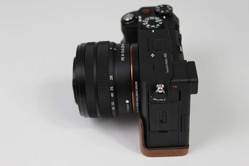 A7C Case, BolinUS Handmade PU Leather Half Camera Case Bag Cover Bottom Opening Version for Sony Alpha A7C with Hand Strap (Brown) in Saudi Arabia