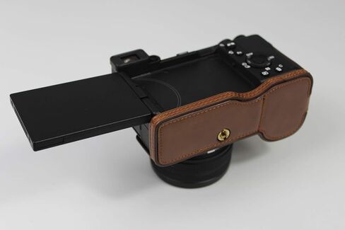 A7C Case, BolinUS Handmade PU Leather Half Camera Case Bag Cover Bottom Opening Version for Sony Alpha A7C with Hand Strap (Brown) in Saudi Arabia