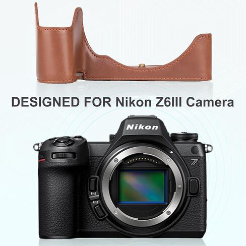 حافظة نصف واقية من جلد البولي يوريثان من Rieibi لكاميرا Nikon Z6III - لجراب Nikon Z6III مع قبضة يد وتصميم سفلي مفتوح in Kuwait