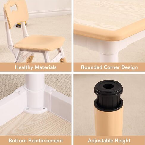GAOMON Kids Table and 4 Chair Set,Height Adjustable Toddler Arts & Crafts Table and Chair Set for Ages 2-10,Max 300lbs Kids Activity Art Table for Classroom Daycares,Home in Saudi Arabia