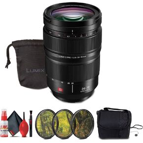 Panasonic Lumix S Pro 24-70mm f/2.8 Lens (S-E2470) Bundle Including: 3-Piece Filter Kit, Backpack, Lens Caps, Lens Hood, Cleaning Kit, Lens Cap Keeper