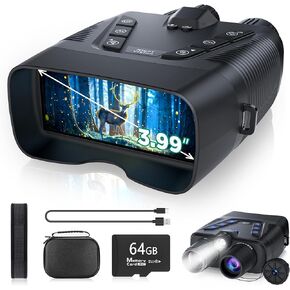 Night Vision Goggles, 58MP Full-Color 4K Night Vision Binoculars with 10000mAh Fast Charging Battery, 64GB Card, 3.99" Screen and 1968FT Viewing Range for Camping Hunting & Security
