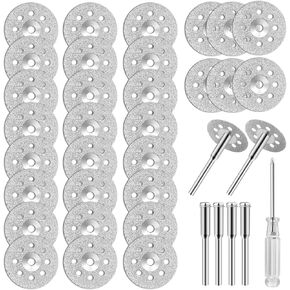 545 Diamond Cutting Wheel (22mm) 20pcs with 402 Mandrel (3mm) 4pcs and Screwdriver for Rotary Tools