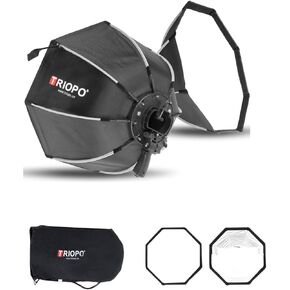 Triopo Softbox 25.6in/65cm w/Honeycomb Grid, Octagon Umbrella Photography Softbox for Godox V860 V850 TT600 TT685 TT685II YN560 III IV JY-680A, etc Flash Speedlite Speedlight Soft Boxes (KS2-65)