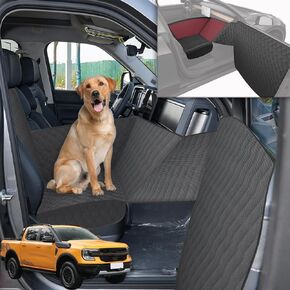 RUIANTE Dog Car Seat Pet Front Seat Cover Pet Travel Safety Car Seat Pet Booster Seat Dog Front Seat Cover with Car Door Side Panel & Hard Borad Universal for Cars Sedans SUVs (Black)