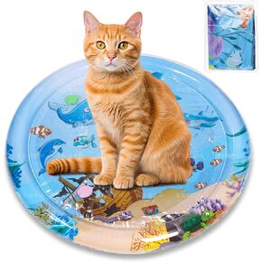 Cats use cat Water Pads. （39 * 39 inch） Thickened and Unbreakable. Cat Toys. Indoor and Outdoor cat Play mats. Self Play Interactive Toys. Pet Toys. (Dolphin)