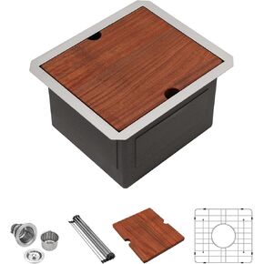 21 Undermount Kitchen Sink - LORDEAR 21x19 Inch Undermount Bar Sink Stainless Steel 16 Gauge Ledge Workstation Handmade RV Camper Mobile Home Kitchen Sink Basin with Full Cover Cutting Board