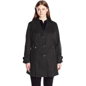 Via Spiga Women's Plus-Size Single-Breasted Pleated Trench Coat