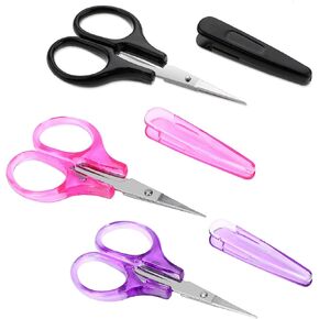 3Pcs Small Scissors All Purpose Craft Scissors Stainless Steel Scissors with Protective Cover Mini Detail Craft Scissors Precision Straight Fine Tips Design for Paper Cutting,Scrapbooking, Sewing