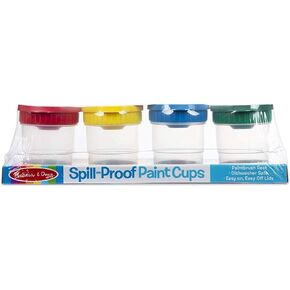 Melissa & Doug Spill-Proof Paint Cups - 4-Pack, Airtight Seal, Snap Lids - Kid-Safe Reusable No-Spill Paint Cups Storage Containers