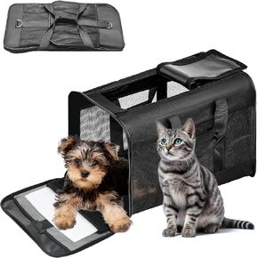 4 Door Portable Folding Dog Soft Crate, Quick Portable with Mesh Mat,Strong Steel Frame,Washable Fabric to Protect Pour pet's Health Indoor, Outdoor, Training & Travel Purposes Collapsible Dog Crate