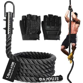 Climbing Rope Climbing Rope 1.5 Inch Diameter 15Feet Length Gym Climbing Rope for Workout Fitness & Strength Training, Gym Rope, Exercise Climbing Rope in Black for Adults or Kids Outdoor & Indoor