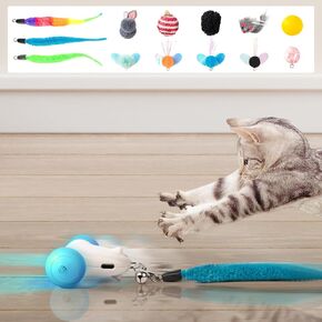 Smart Moving Electric Cat Toys for Indoor Cats, 2-Speed Cat Mouse Toy with LED Wheels, USB Rechargeable,Relieve Lack of Exercise for Cats Kittens, with 3 Toy Pendants