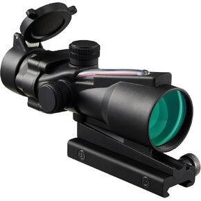 4X Prism Scope Optical Sight Red Fiber Sights Black