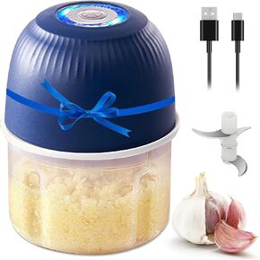 Mini Food Processor Cordless, 250ml Small Garlic Chopper 1 Cup, Battery USB Rechargeable Electric Food Chopper Wireless, Portable Vegetable Meat Blender Kitchen Mixer for Onion, Salad, Baby Food(Blue)