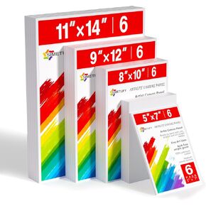 Canvases for Painting - 32 Pack Art Paint Canvas Panels Set Boards - 5x7, 8x10, 9x12, 11x14 Inches, 100% Cotton Blank Canvase Oil Acrylic Watercolor Pouring Paint, Acid-Free for Kids & Artists