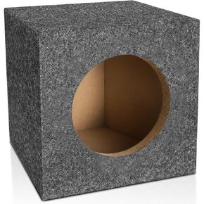 6.5" Car Audio Speaker Box Enclosures, Gray Carpet Speaker Enclosure for DIY Car or Truck Audio Custom, Vent Car Subwoofer Box with Sound-Absorbing Cotton & Carpeted Finish
