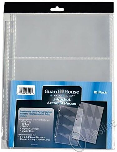صفحة تخزين العملات المعدنية من GuardHouse Shield مكونة من 12 جيبًا لحمل 2.5 × 2.5، عبوة مكونة من 10 قطع in Kuwait
