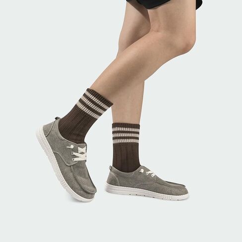 حذاء بدون كعب نسائي سهل الارتداء من القماش برباط، حذاء رياضي مريح وخفيف الوزن، حذاء كاجوال مع نعل داخلي قابل للتنفس، حذاء قارب عصري in Kuwait