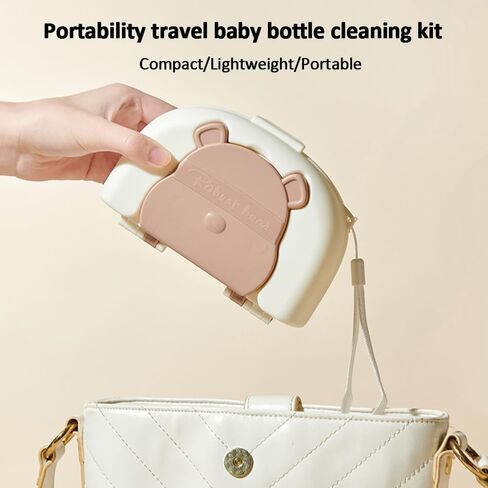 مجموعة فرش تنظيف الزجاجات 6 في 1 من EMTSEB مع فرشاة زجاجات السيليكون، وفرشاة القش، وفرشاة الحلمة، وموزع الصابون، وصندوق تخزين، ورف تجفيف لزجاجة الأطفال (أصفر) in Kuwait