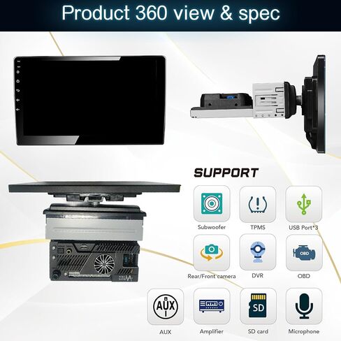 ستيريو سيارة اندرويد 12 حقيقي من اماسياوديو، شاشة لمس دوارة 10.1 انش، عالمي 1 دين، يدعم لاسلكي ابل كاربلاي اندرويد اوتو/ نظام تحديد المواقع العالمي / HD1080P/تشغيل سريع in Kuwait