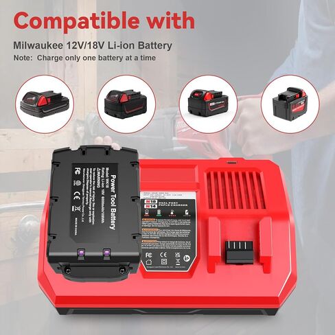 Lithium Battery Replacement for Milwaukee WK18 18V 6.0Ah, Compatible with 48-11-1850, 48-11-1852, 48-11-1865, 48-11-1862, 48-11-1840 - High Capacity Battery for Milwaukee M18 Battery Tools in Saudi Arabia