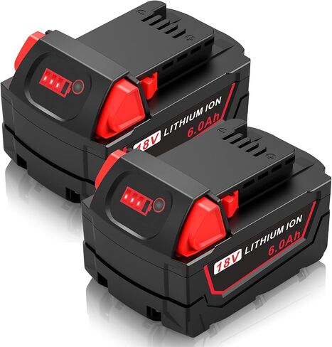 Lithium Battery Replacement for Milwaukee WK18 18V 6.0Ah, Compatible with 48-11-1850, 48-11-1852, 48-11-1865, 48-11-1862, 48-11-1840 - High Capacity Battery for Milwaukee M18 Battery Tools in Saudi Arabia