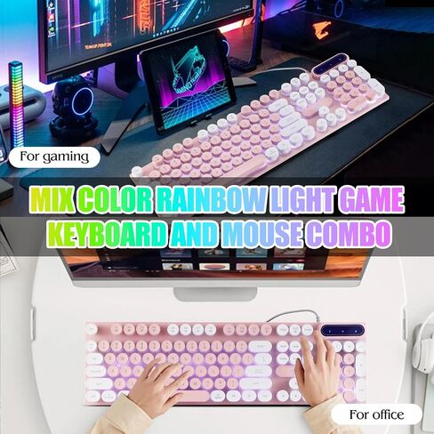 Wired Crack Rainbow Gaming Keyboard, 104 Keys Light Up Mechanical Feeling Computer Keyboard, Wired Gaming Keyboard for PC MAC Xbox Gamer(Black) in Kuwait