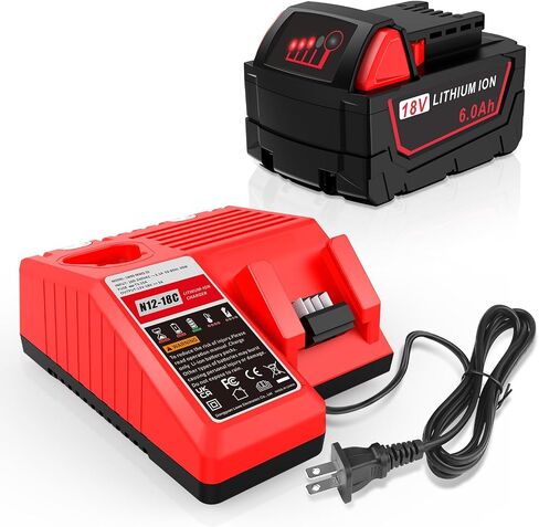 6.0Ah M18 Battery Replacement for Milwaukee M18 Battery 48-11-1850 48-11-1852 48-11-1850R 48-11-1840 48-11-1828 48-11-1820 Compatible with Milwaukee 18V Battery(2Pack) in Kuwait