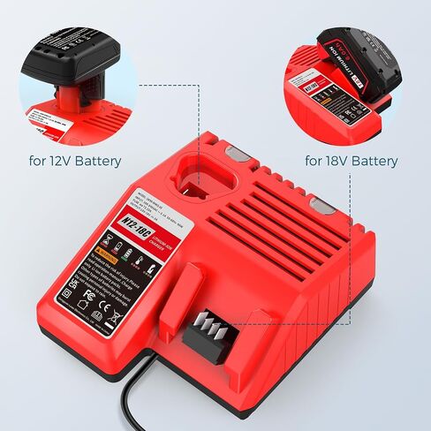 6.0Ah M18 Battery Replacement for Milwaukee M18 Battery 48-11-1850 48-11-1852 48-11-1850R 48-11-1840 48-11-1828 48-11-1820 Compatible with Milwaukee 18V Battery(2Pack) in Kuwait
