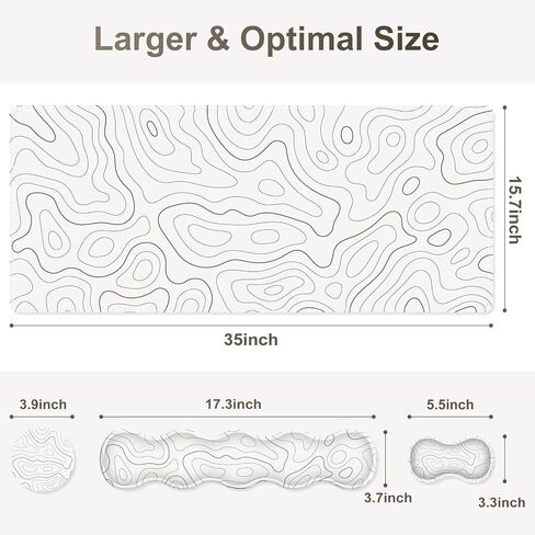 Desk Mat Gaming Mouse Pad, Cute Desk Matt Keyboard Wrist Rest for Desktop, Anti-Slip Big Mousepad Stitched Edges, XXL Large Mouse Pad with Wrist Support for Home Office Computer I Morandi Daisy in Kuwait
