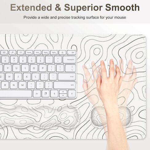 Desk Mat Gaming Mouse Pad, Cute Desk Matt Keyboard Wrist Rest for Desktop, Anti-Slip Big Mousepad Stitched Edges, XXL Large Mouse Pad with Wrist Support for Home Office Computer I Morandi Daisy in Kuwait