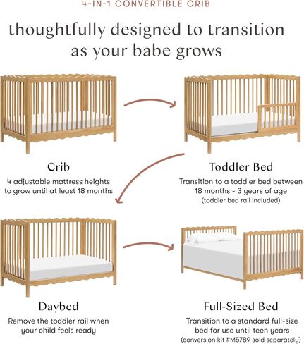 Babyletto Swell 4-in-1 Convertible Crib with Toddler Bed Conversion Kit in Light Sage, Greenguard Gold Certified in Kuwait