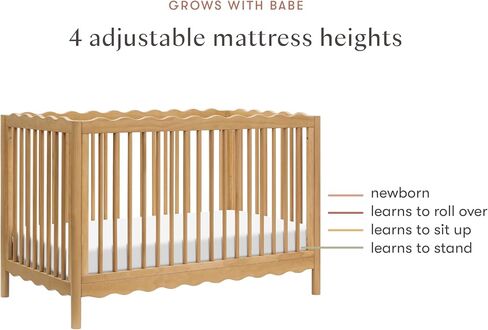 Babyletto Swell 4-in-1 Convertible Crib with Toddler Bed Conversion Kit in Light Sage, Greenguard Gold Certified in Kuwait